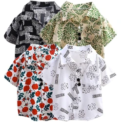 Summer Children's Short-Sleeved Shirt Beach Seaside Boys Flower Shirt Baby Boys Top Height 100-140cm