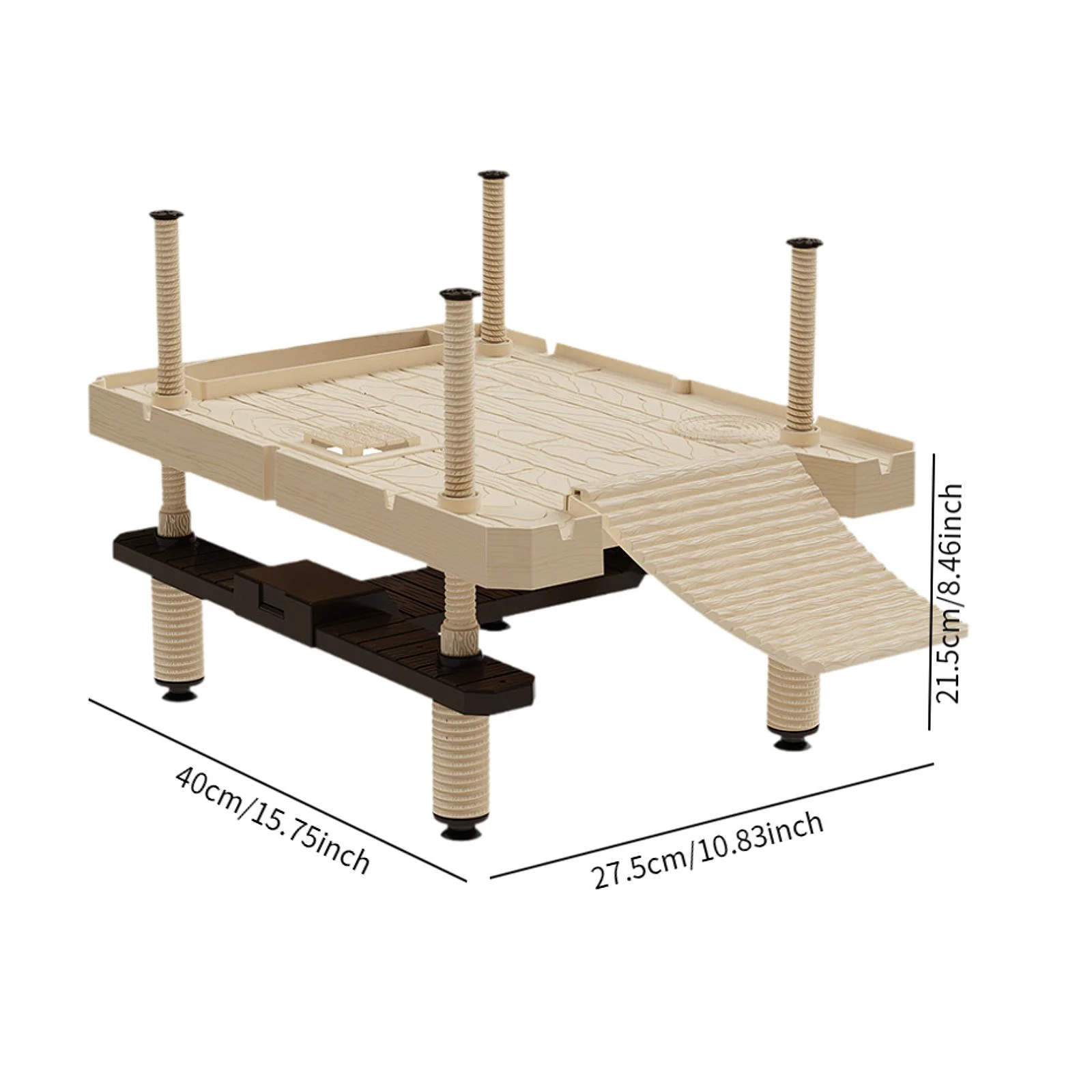 Turtle Basking Platform with Ladder Aquarium Float Decoration for Bearded Dragon Semi Aquatic Animals Turtles Reptiles Terrapin