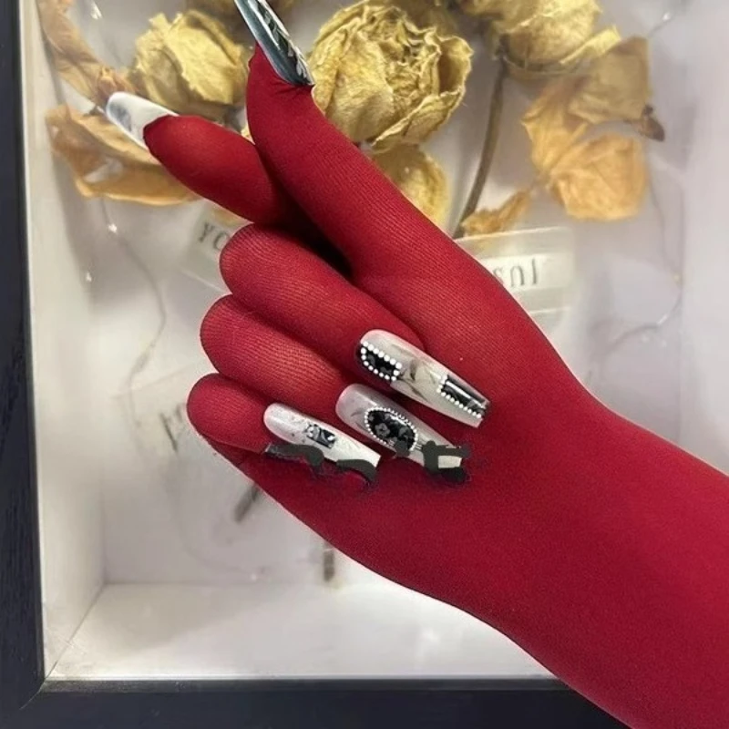 

Wine Red Seamless Ultra-thin Breathable Five-finger Fingers with Nail Piece Stockings Gloves Second Layer of Skin Mitten