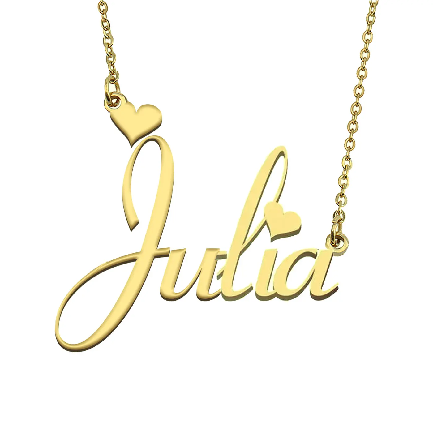 Julia Initial Name Necklace for Women Personalized Stainless Steel Jewelry Pendant Girls Annivesary Gift