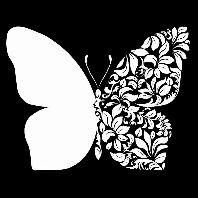 YUIN Beautiful Butterfly Car Sticker Fashion Decoration Personality PVC Waterproof Sunscreen Decal Black/White/Red/Laser/Silver