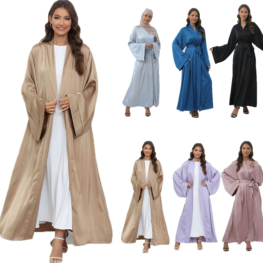 

Muslim Women Open Kimono Abaya Maxi Dress Turkey Cardigan Kaftan Islam Clothing Arab Long Robe Dubai Eid Ramadan Caftan Jalabiya