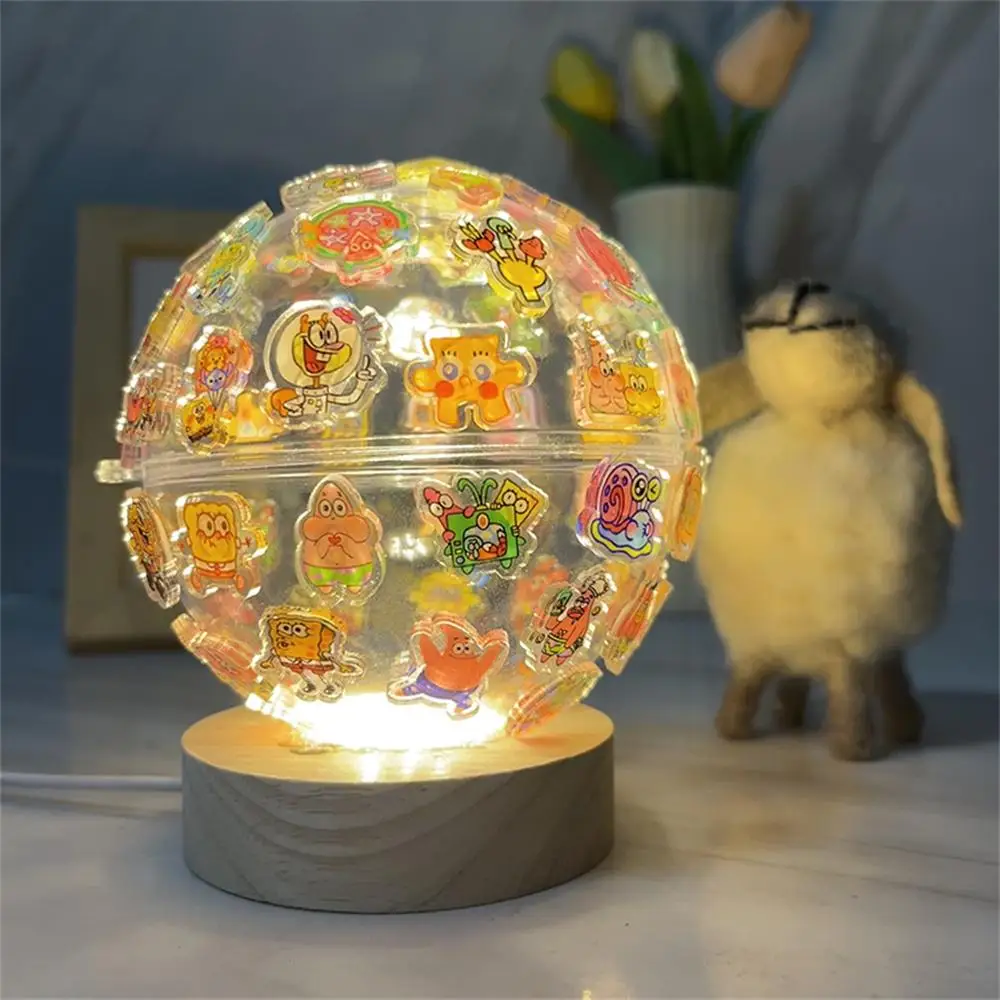 

Cute Ball Lamps Acrylic Patch DIY Handmade Night Light Hot Anime Square Pants Desk Light Home Ornaments Decoration Kids Gifts