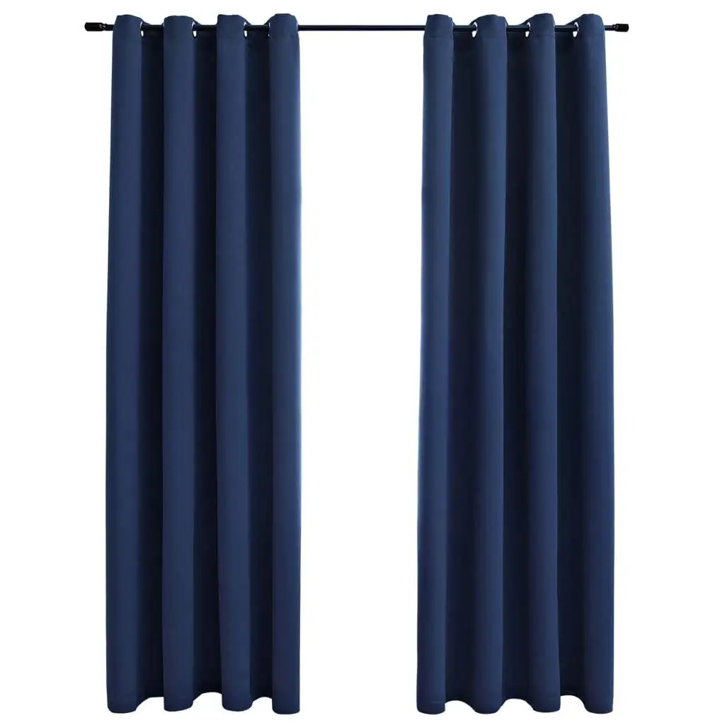 Conjunto de 2 cortinas blackout azul marinho com ilhós, tecido grosso de 54 x 95 polegadas