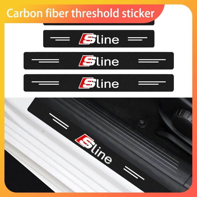 

Car Door Sill Carbon Fiber Sticker Threshold Side Anti Scratch Tape Waterproof For Audi sline TT Q2 Q3 Q5 Q7 Q8 A6 A7 R8 B5 B6