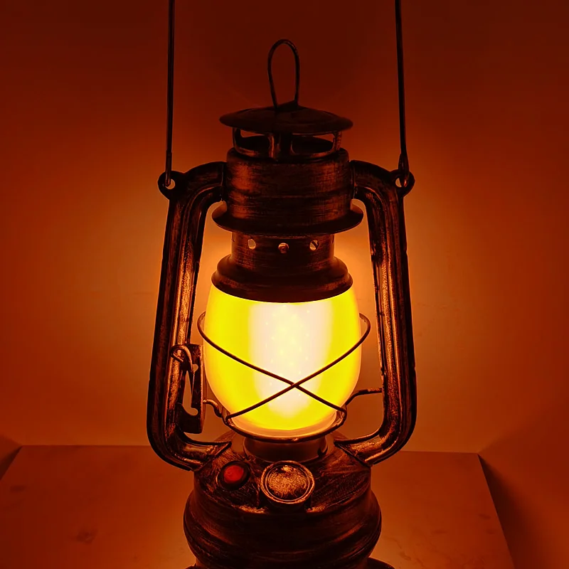 LED Vintage Lantern Flickering Flame 1PC Handheld Oil Lamp Retro Kerosene lamp Camping Light Flame Light Lantern Outdoor Indoor