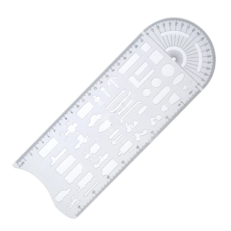 W91A Multifunctional Geometry Stencil Clear Measuring Ruler Accident Scene Stencils Drafting Ruler for Drawing Engineering
