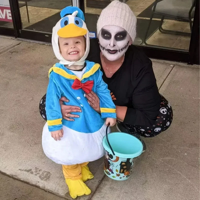 เด็กขนาดโดนัลด์ดั๊กคอสเพลย์เครื่องแต่งกายการ์ตูนมาสค็อตอะนิเมะการแสดงเสื้อผ้าเครื่องแต่งกายสัตว์พร็อพมาสคอต