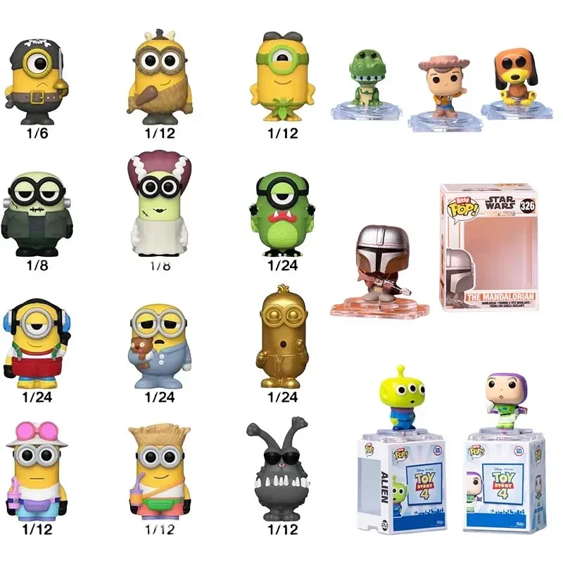 Funko bitty pop caixa cega brinquedo animação disney star wars o mandaloriano minion toy story anime figura decoração periférica brinquedo presente