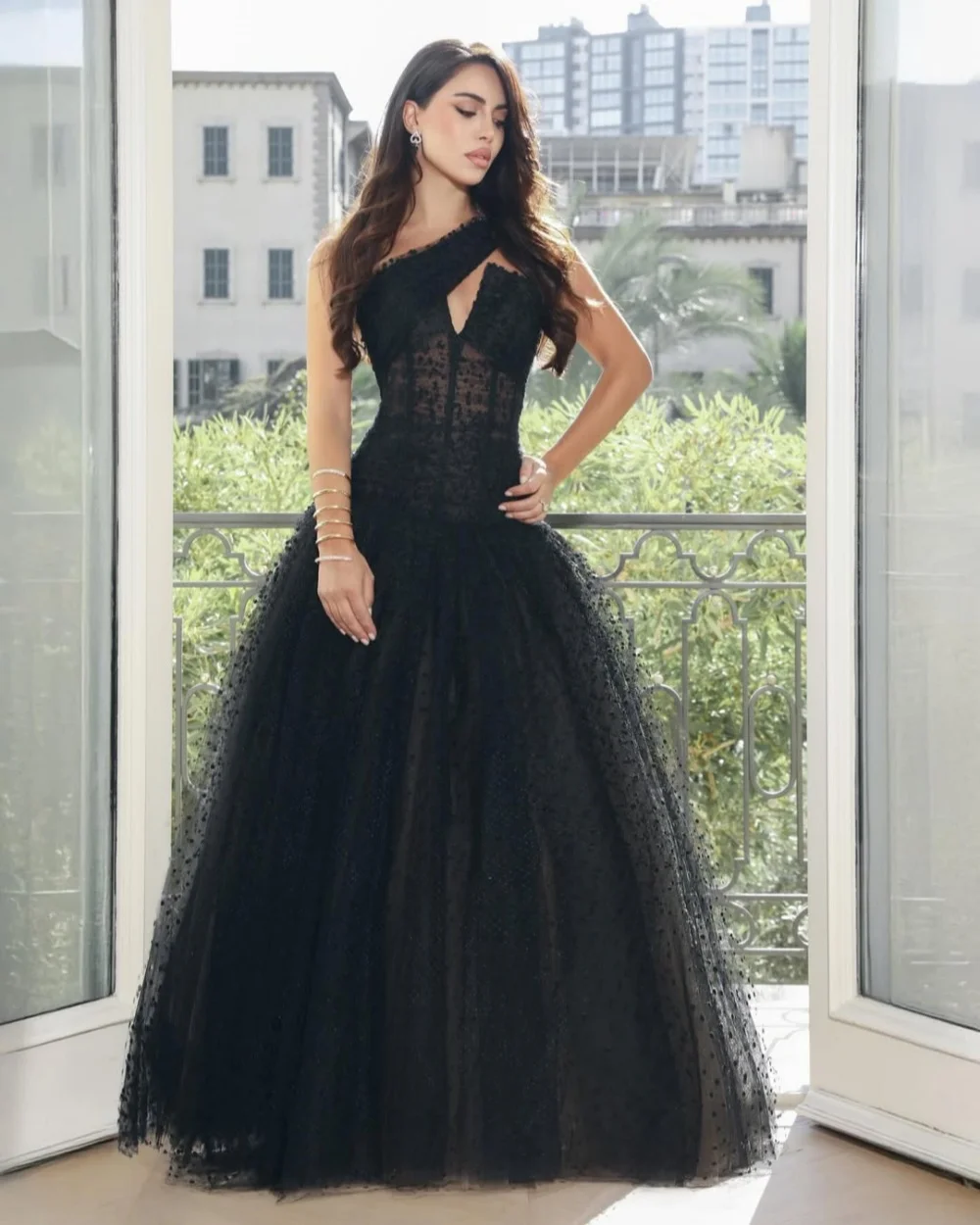 

Customized Fashion Tulle Beading Sweet Princess Dress Formal Off-the-shoulder Ruched Evening Dresses Elegant Outdoor Party Dress