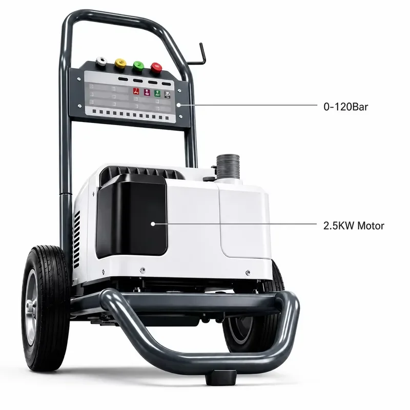 New 120bar Electric Jet Cleaner 2.5KW 15L/min 220V High Pressure Washer Stainless Steel Long Gun 10m Hose for Car Wash