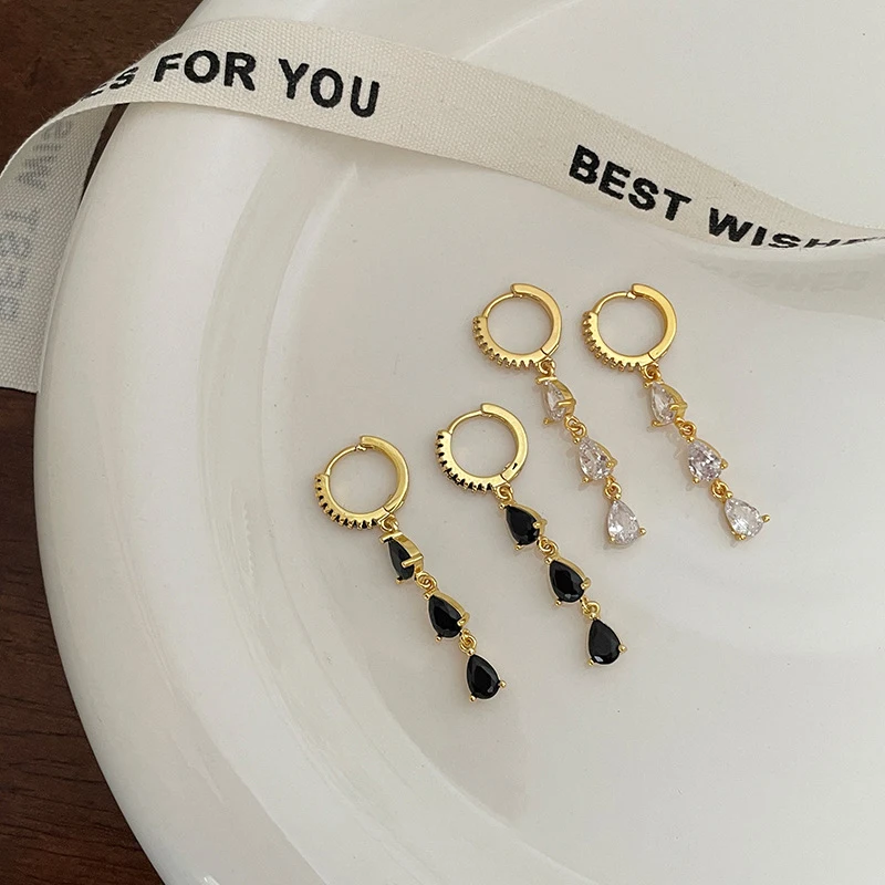 

Классические простые модные серьги с инкрустацией кристаллами и каплями воды для женщин, модные длинные серьги, очаровательные ювелирные изделия для банкета, подарки