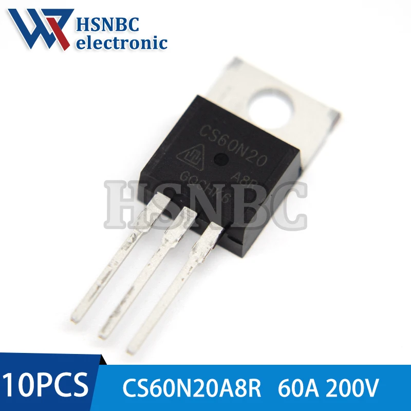 10Pcs/Lot CS60N20A8R CS60N20 60N20 TO-220 60A 200V MOSFET N-Channel Power Transistor 100% New Original