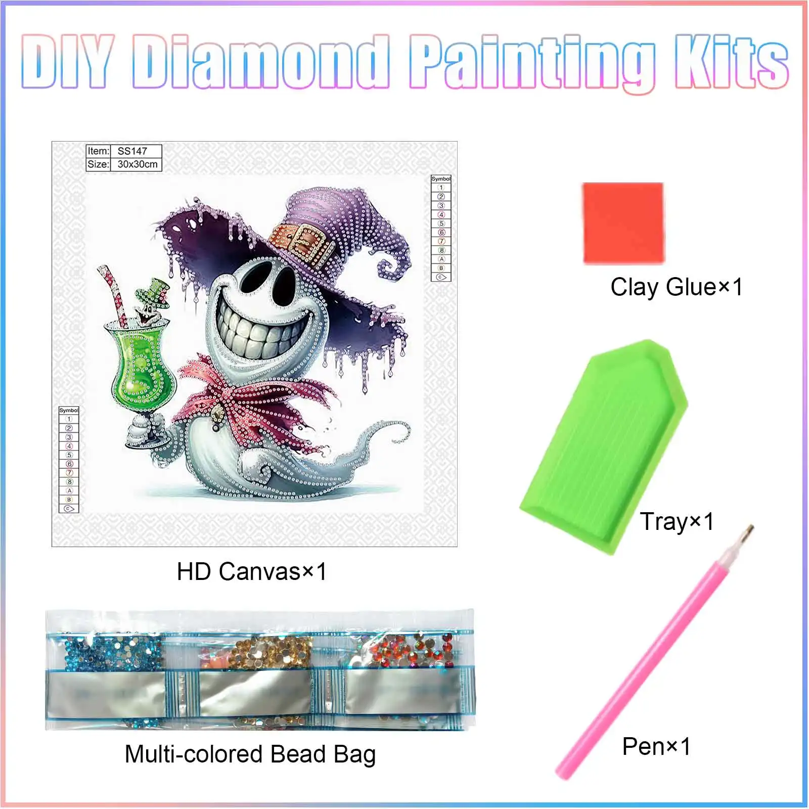 Diamond Art Painting Kit for Adult Beginner,Halloween theme Special Shape Crystal Diamond for Home Wall Decoration Handmade Gift