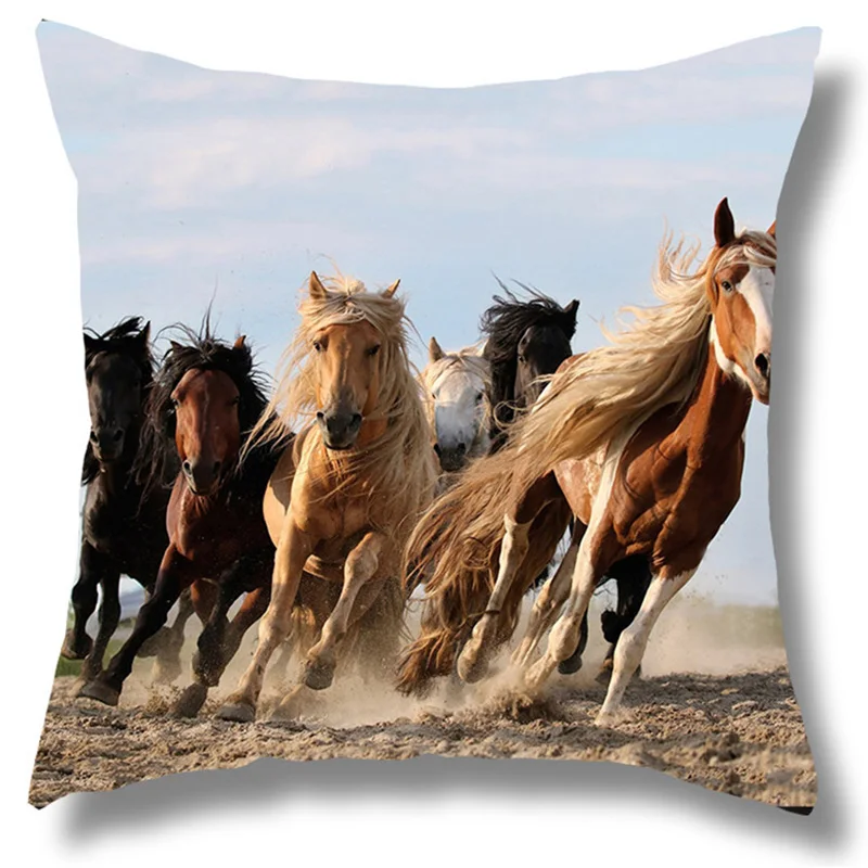 45x45cm Printed Cushion Cover Horse Home Decoration Pillowcase Car Sofa