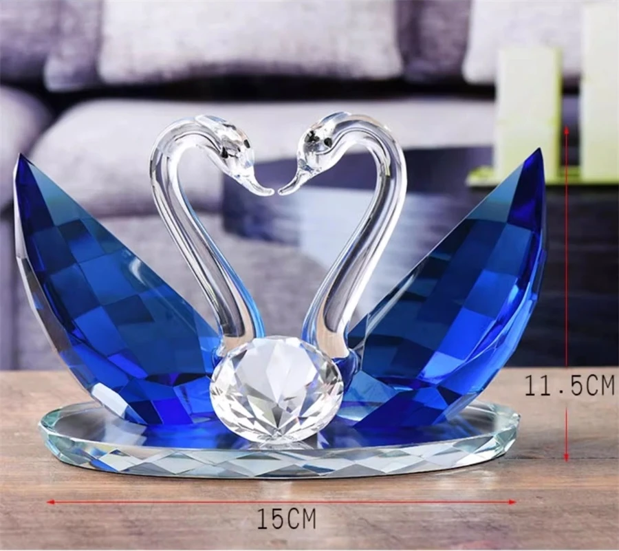 Imagem -05 - Cristal Vidro Casal Cisne Modelo Minerais de Quartzo Decorativos Miniatura Amor Mascote Presente Artesanato Ornamento Acessórios Amantes