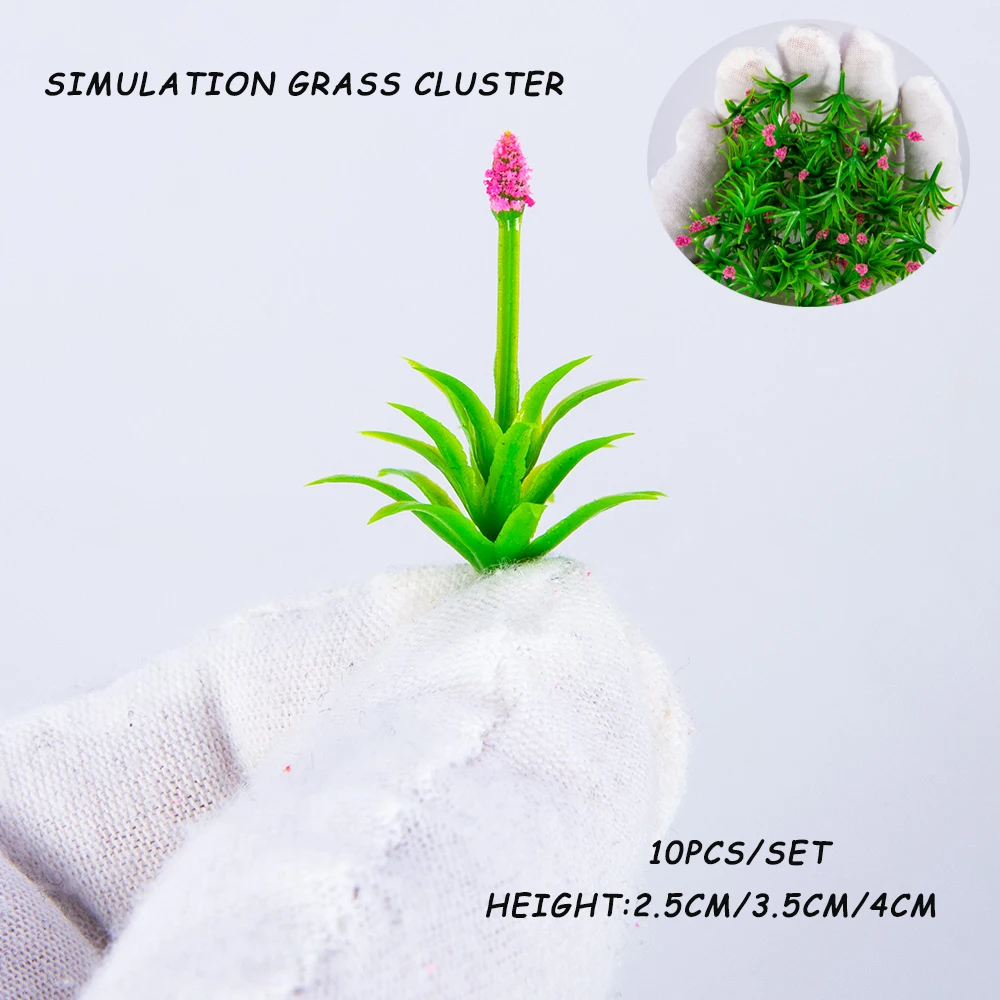 

10pcs/set Miniature Grass Cluster Model Flower Cluster for Railway Train Layout Military Scenery Outdoor Decoration Diorama