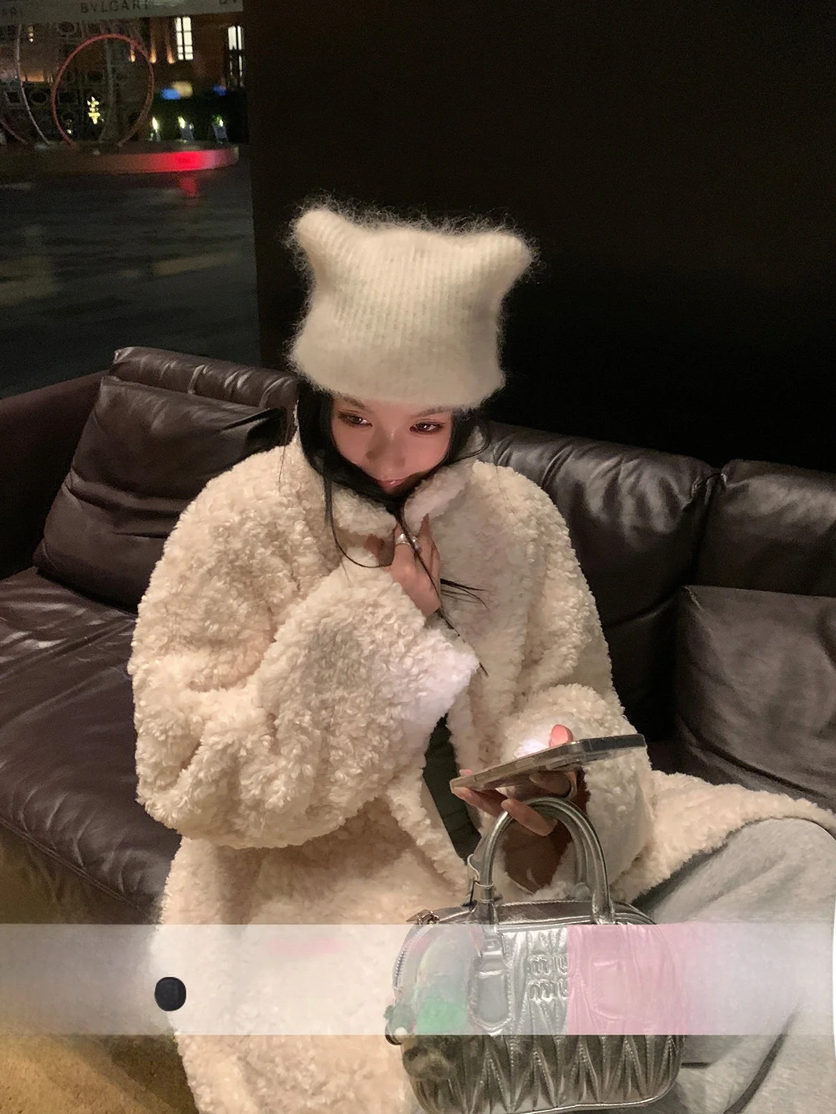 

Eco-Friendly Fur Coat Women's Winter New Sle Stand Collar Inteated Lamb Fur Long Sve Thiened Casual Outerwear