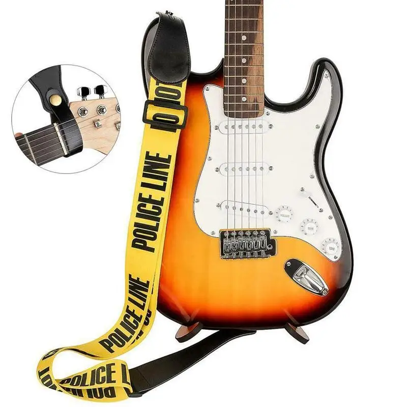 Yellow Adjustable Polyester Guitar Belt Guitar Strap with PU Leather Ends for Electric Bass Guitar Parts Accessories