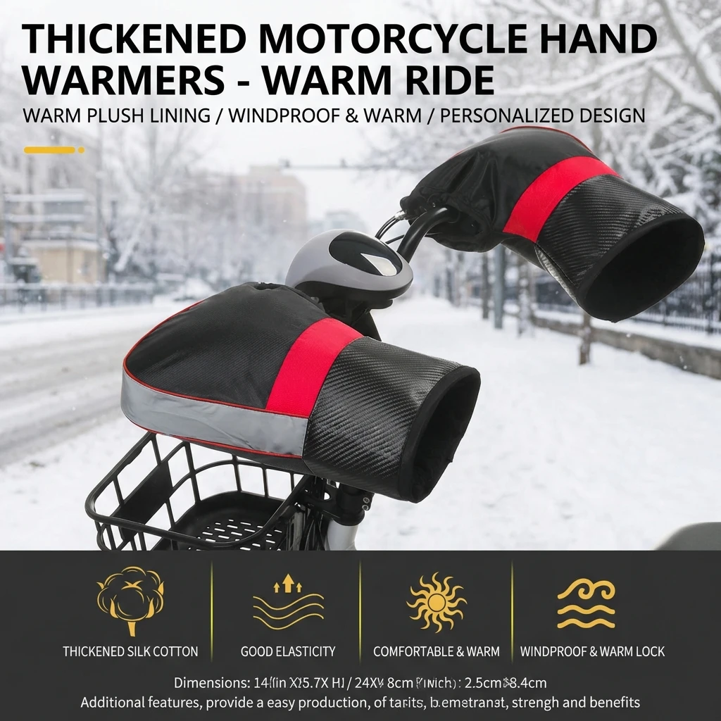 1 Pair Motorcycle Handlebar Muffs Protective Motorcycle Scooter Thick Warm Grip Handle Bar Muff Rainproof Winter Warmer Gloves