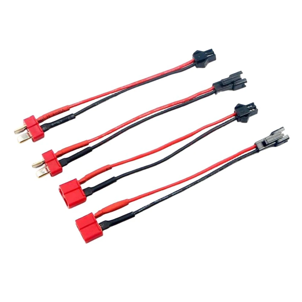 RC LiPo Battery T Plug to SM Adapter Cable, 20AWG Silicone, 10cm, F-F/M-M/M-F, for Car/Boat/Airplane