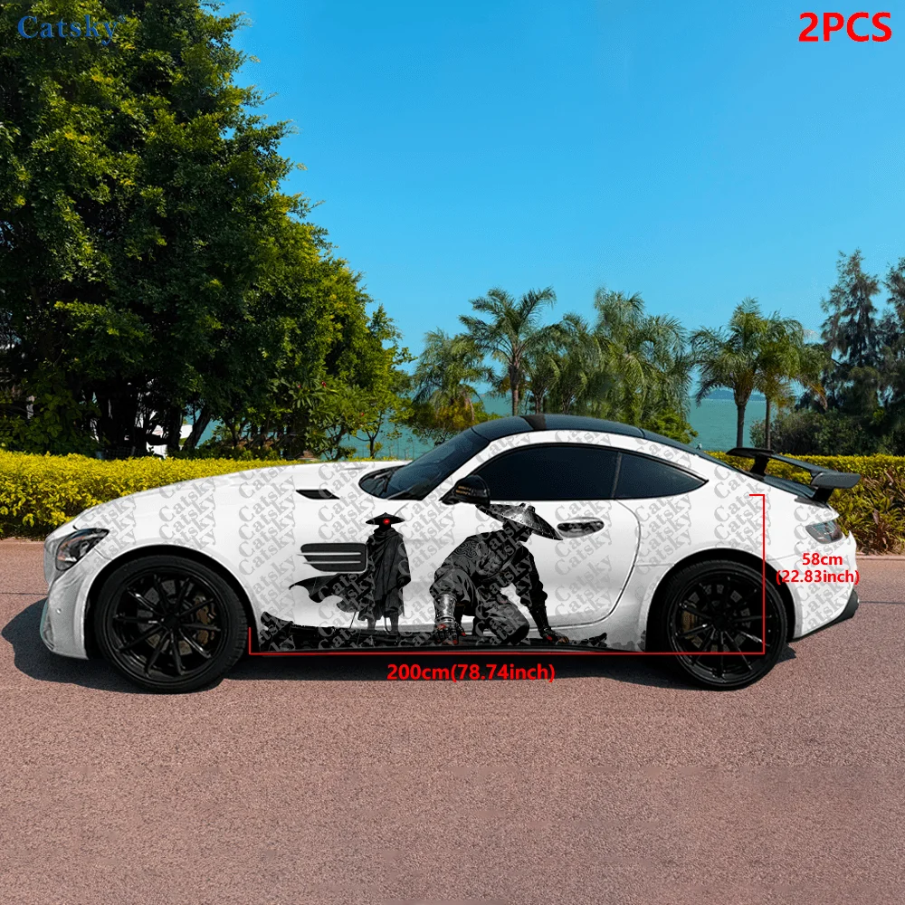 2pcs Red-Eyed Hero Car Side Car Wraps, Self-Adhesive PVC Waterproof & Scratch-Resistant Stickers, Car Accessory Gift