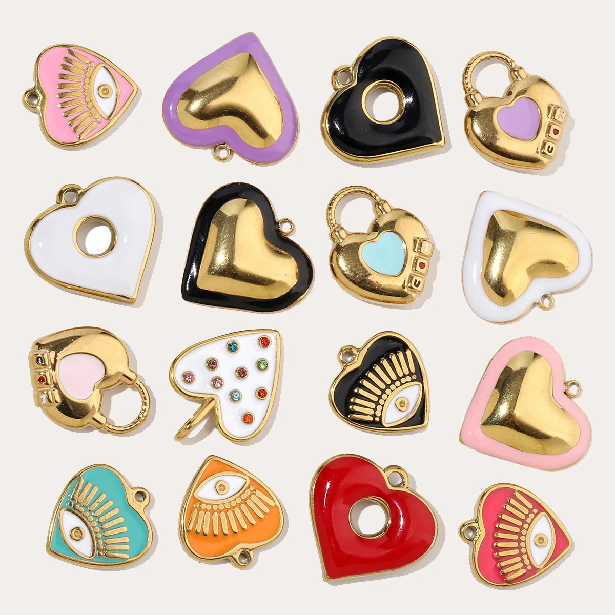 3pcs/Lot Stylish Heart Cross Stainless Steel Diy Charms Women Waterdrop Eye Earring Necklace Pendant Shell Jewelry