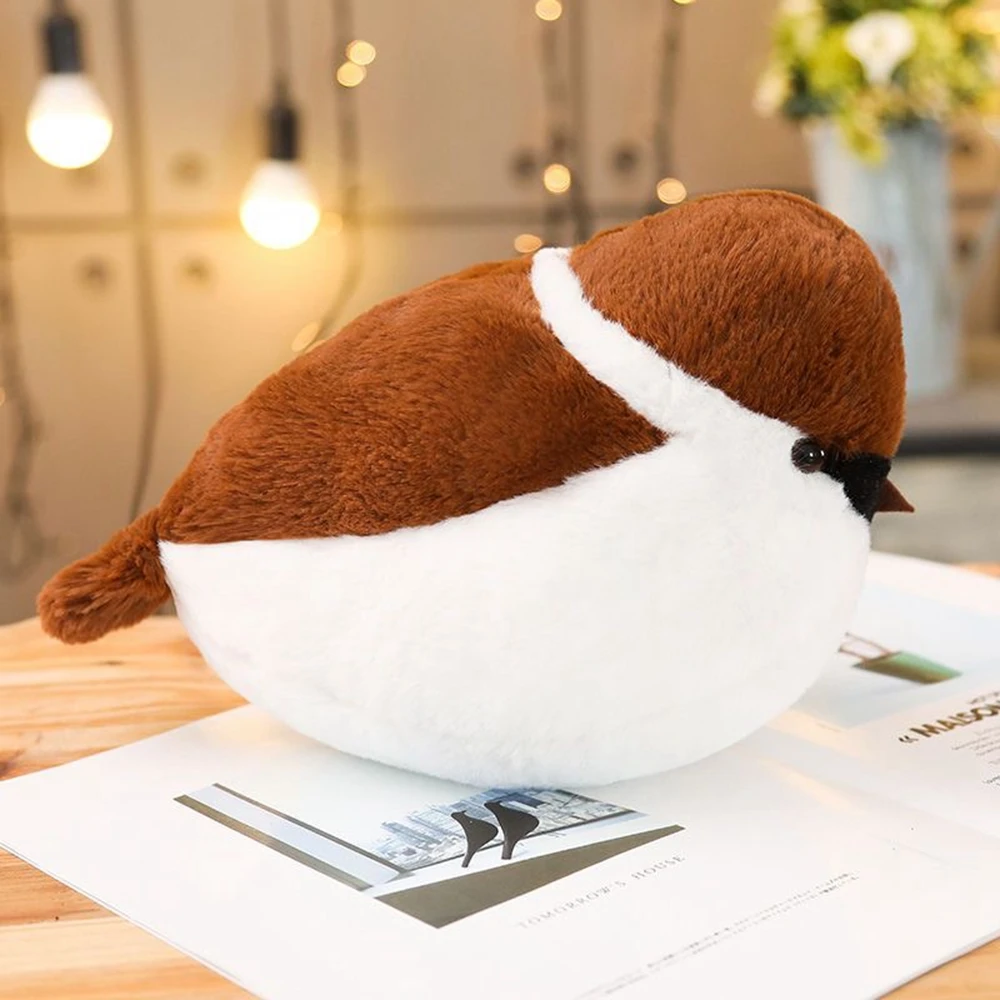 Cute Little Fat Round Pillow for Kids, Tit Bird, Sparrow Doll, brinquedos de pelúcia, bonecas macias confortáveis, decoração de sofá de cabeceira, presente, 35cm