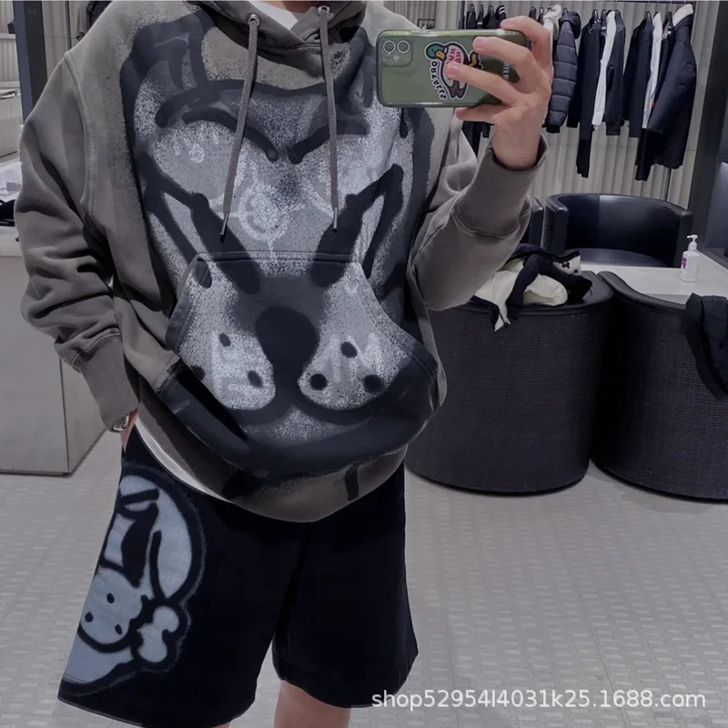 Top Quality Cartoon Dog Head Graffiti Hooded Couples Y2k Streetwear Men Harajuku Punk Men Clothing Anime Clothes Streetwear Men