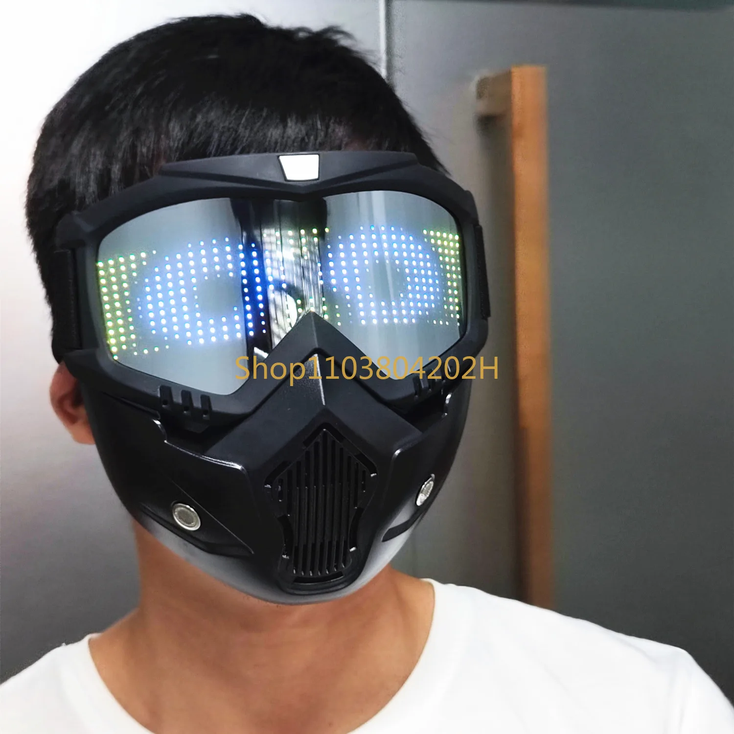 DIY Bluetooth Programmable Luminous Mask Street Dance Tactical Goggles Mask Punk Blogger Comic Show LED Mask