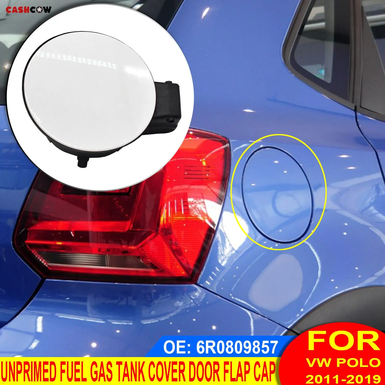 Unprimed Fuel Tank Filler Lid Gas Cover Diesel Flap Cap For VW Polo 2011 - 2019 6R0809857 Car Accessories Styling 2015 14 15 16