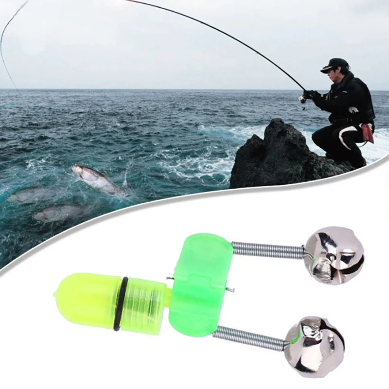 Night Fishing Rod Bite Bait Alarm Light With Twin Bells Ring Fishing Bite Alarm Indicator Carp Fishing Accessories Electronic