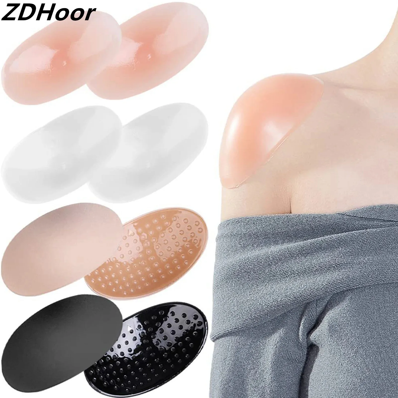 

4 Pair Adhesive Shoulder Pads Silicone Sagging Shoulder Enhancers Silicone Pads Sponge Pads Mixed Square Shoulder Makers