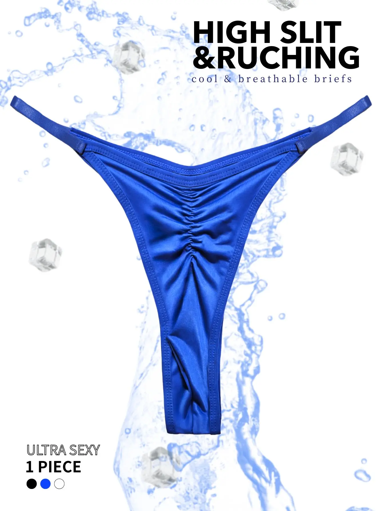 1pc Men's High Slit Ruched Thong - Ice Silky Smooth Semi Sheer, Ultra Sexy Breathable No-Stick Soft Casual Men Underwear