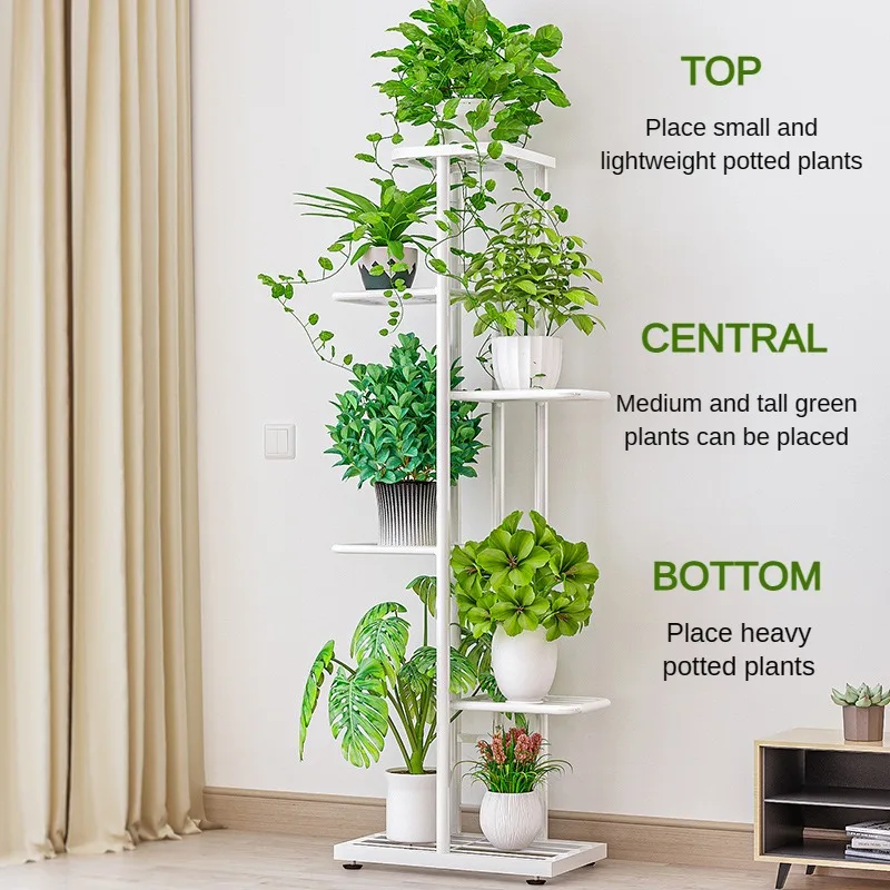 Tall Plant Stand Metal Rack Multiple Flower Pot Holder Shelves Rack Planter Shelf Display Storage Rack for Balcony Garden Corner