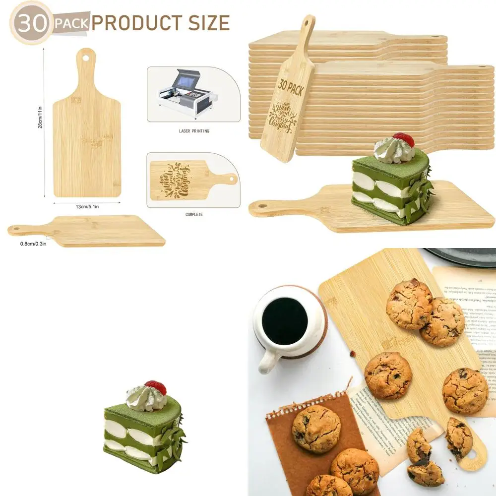 

Набор из 30 бамбуковых разделочных досок с ручкой, 11x5 дюймов, оптовые доски для закусок, для сервировки, гравировки, свадеб, новоселья