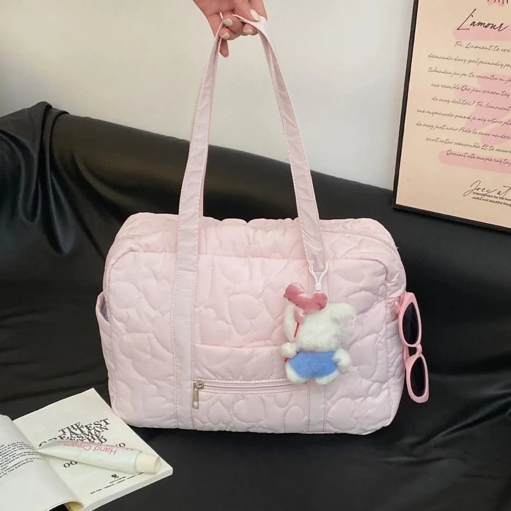 

Casual Underarm Bag Travel Luggage Bag Korean Style Heart Cosmetic Bag Women Handbag Solid Color Mommy Bag Yoga