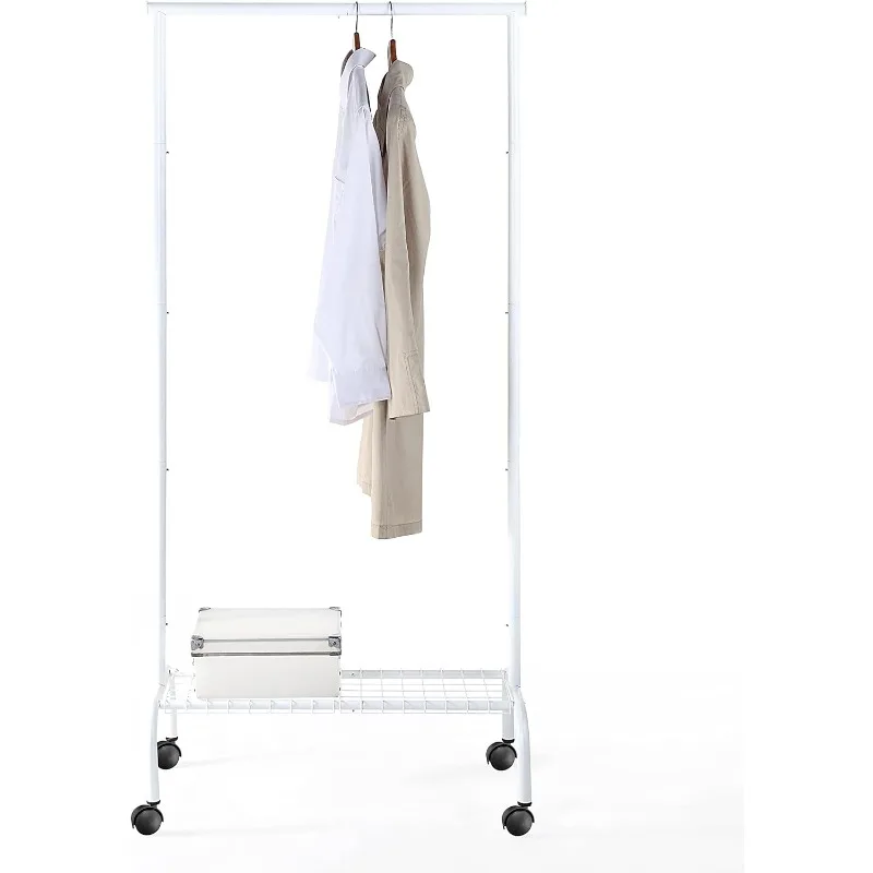 

Durable Compact Rolling Garment Rack with Shelf