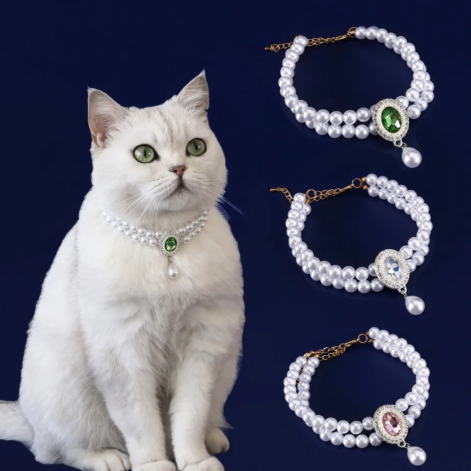 2uds Collar De Perlas Para Perros Y Gatos: Elegancia Y Amor Para Mascotas Pequeñas