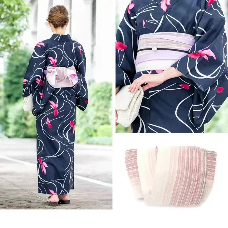 Cinturón de vestido tradicional japonés, Kimono Yukata Obi, cinturón de tela de cintura ancha, cinturón de vendaje con lazo, accesorios de kimono
