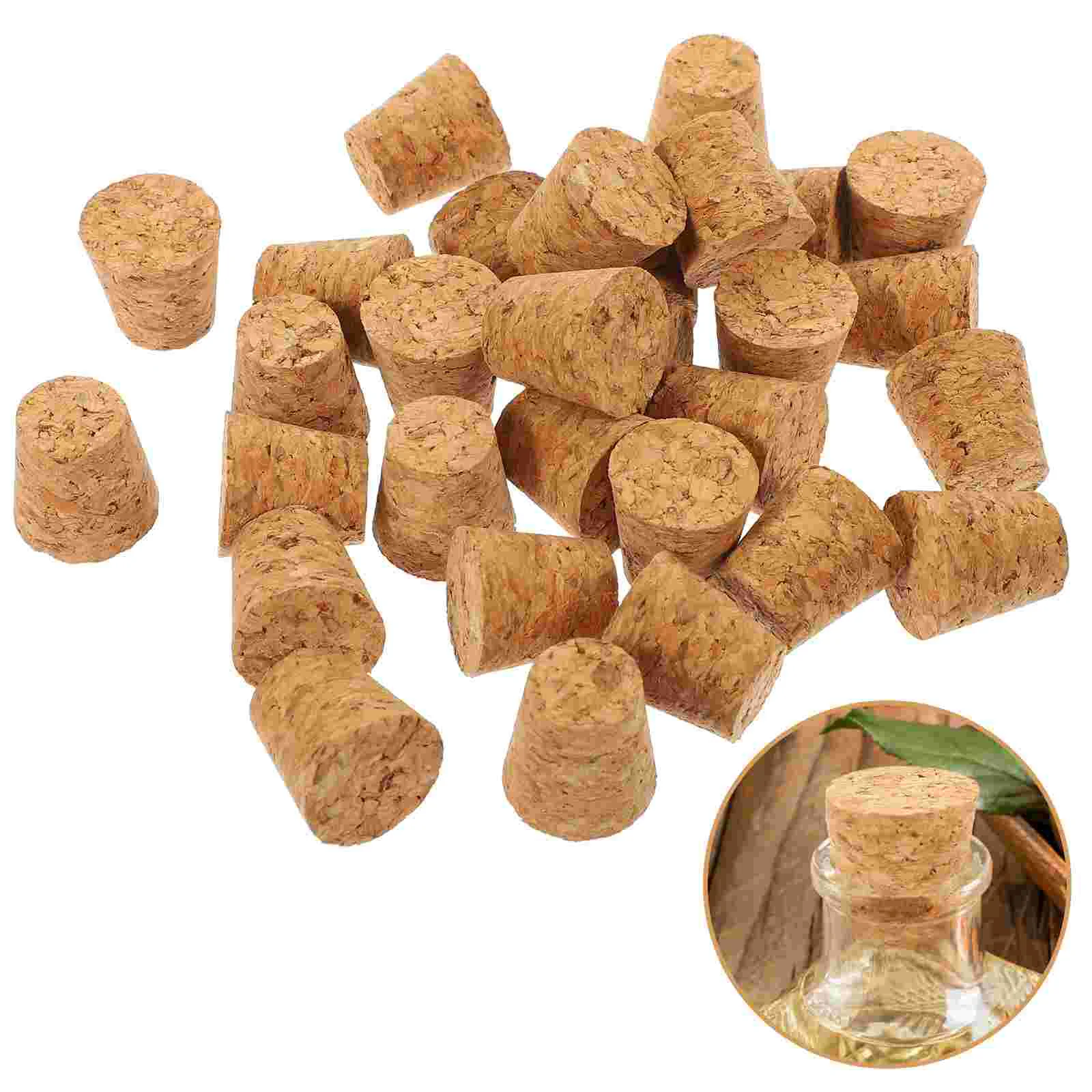 30 Pcs Glass Bottle Cork Party Beverage Stopper Plugs Caps for Crafts Stoppers Corks Small Wooden Corkboard