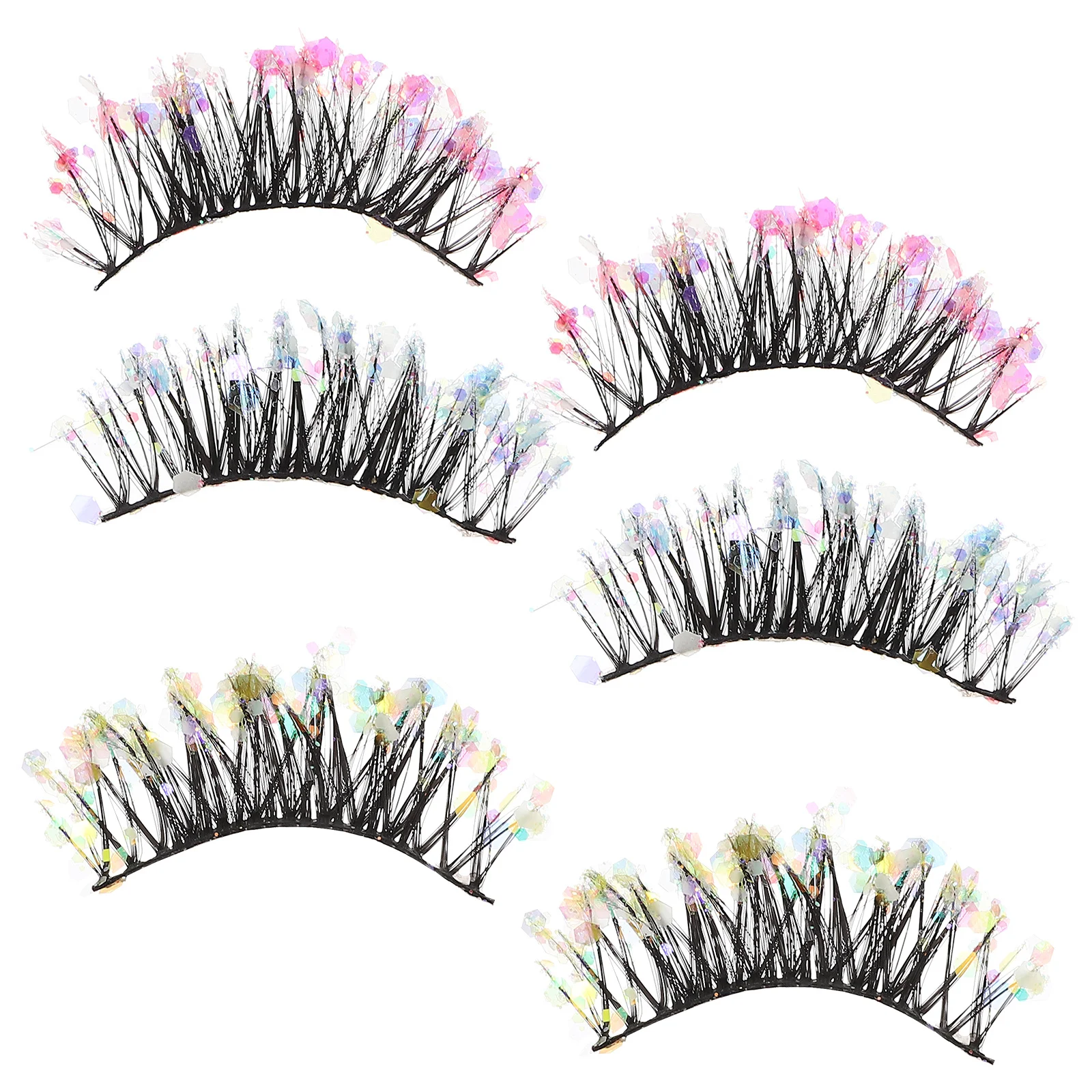 

3Pairs Individual False Eyelashes Lightweight Glitter Design Perfect for Stage Performance Shopping Birthday Ball Women Fashion