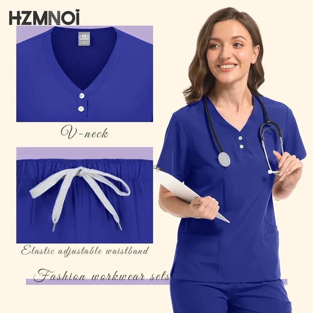 New Unisex Hospital Scrubs Sets Men Medical Uniforms Doctors Nurses Accessories Dental Clinic Salon Workwear Surgical Clothes