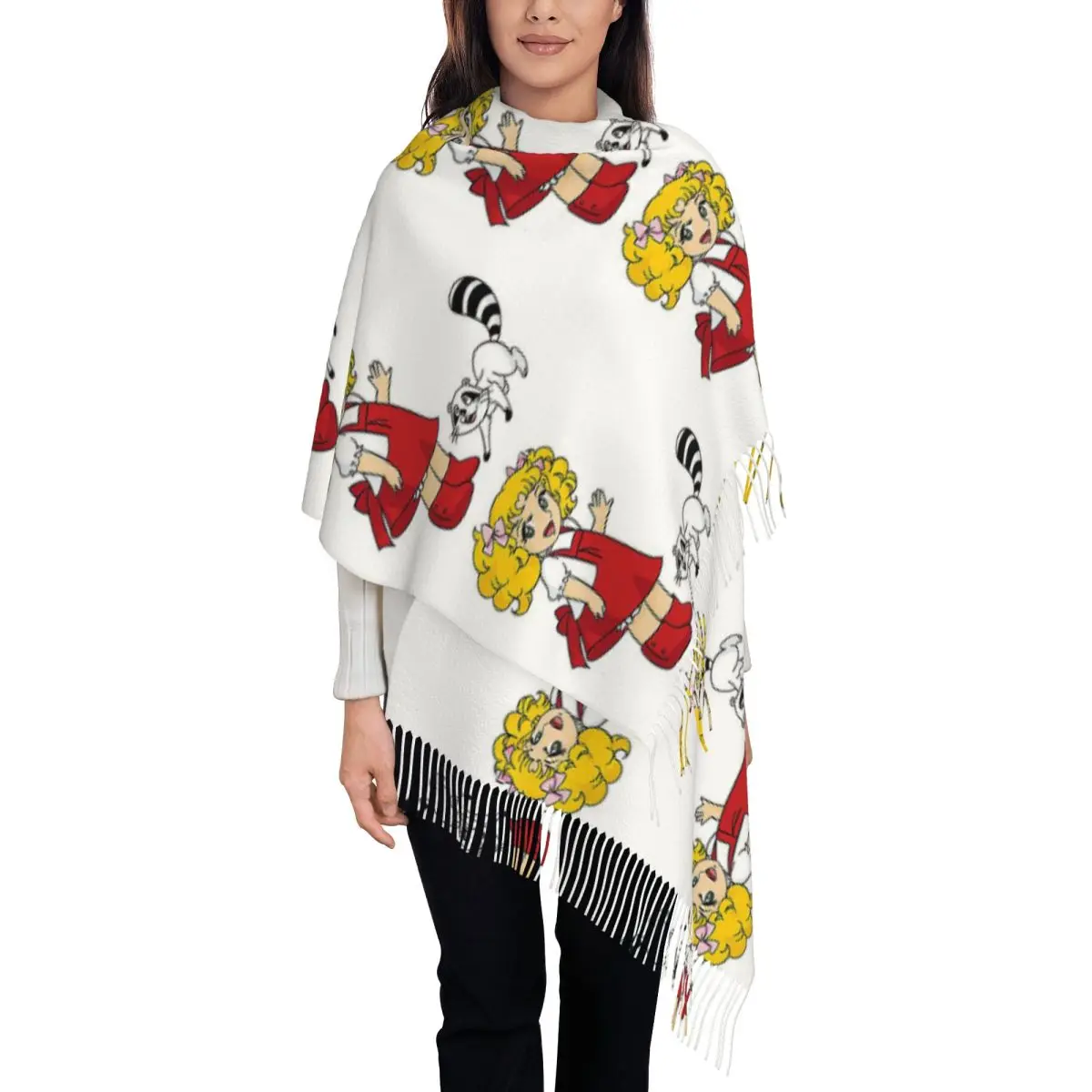 

Candy Candy Cartoon Animated Scarf Tassel Scarves for Women Soft Warm Shawls and Wraps Large Fall Winter Shawl Wrap
