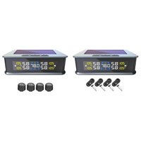 Solar/USB Powered Tire Pressure Monitoring System with 4 Sensors Wireless TPMS IPX7 Waterproof for RVs Trailers Cars