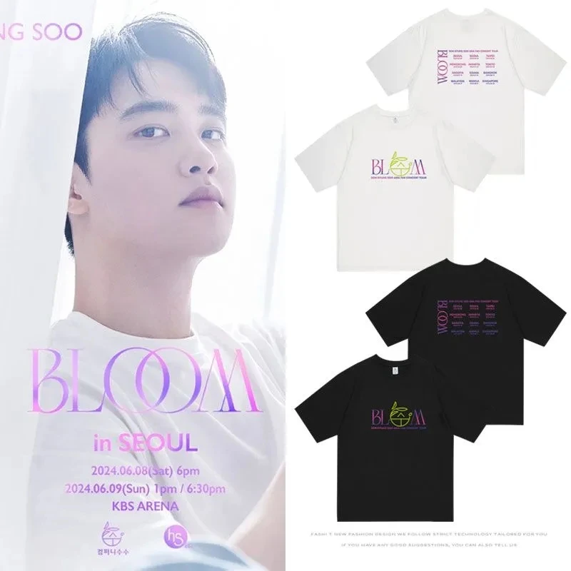 KPOP Y2K EXO D.O.2024 BLOOM T-shirt Summer Women Bat Sleeve Cotton Y2k T-shirt Harajuku 90S Oversize Streetwear