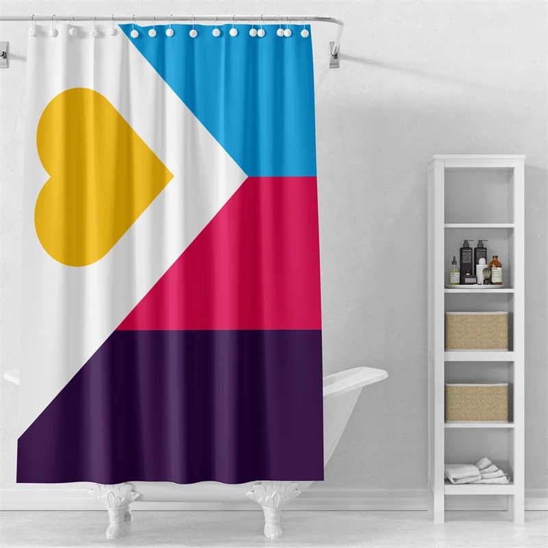 Gaslight Gatekeep Girlboss Tricolor Polyamory Pride Flag Shower Curtain Set with Grommets and Hooks for Bathroom Decor