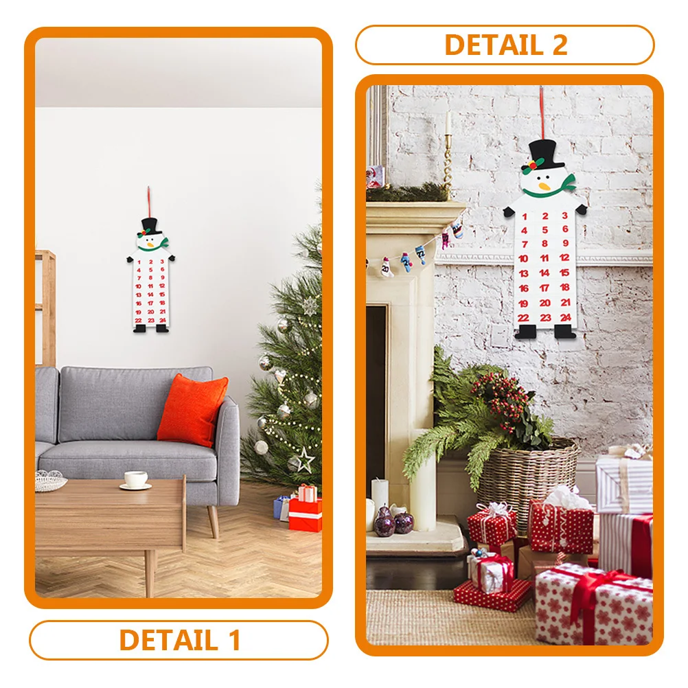 

2Pcs Christmas Felt Calendar Classic Elements Felt Material Wall Door Pendant Decor Xmas Advent Calendar