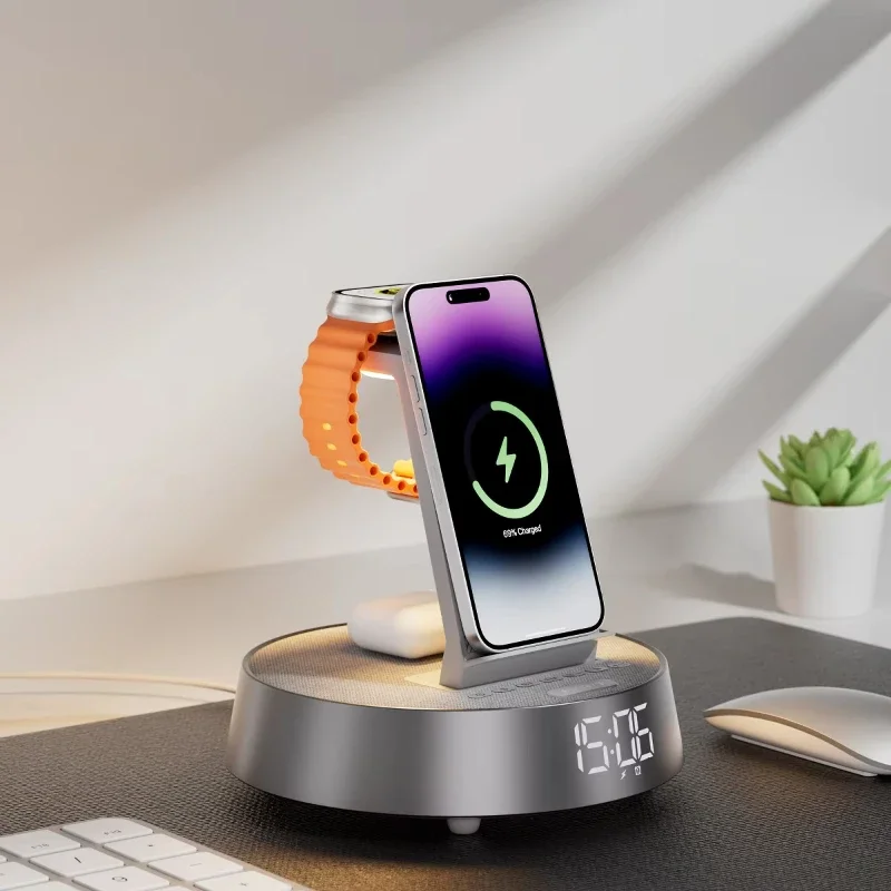 Gift Set Smart Foldable Phone/Watch/Headset Charger Night Light Phone Stand FM Radio Portable Speaker