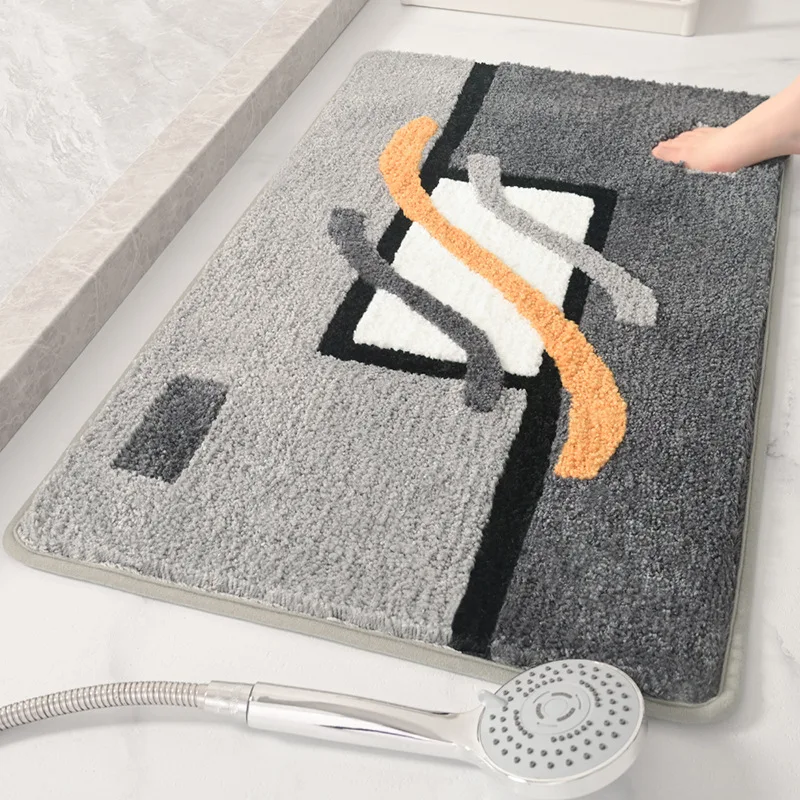 VIKAMA Indoor Bathroom Rug Shower Room, Bathing Area, Footrest, Bathroom Waterproof Imitation Cashmere Floor Mat Home Decoration